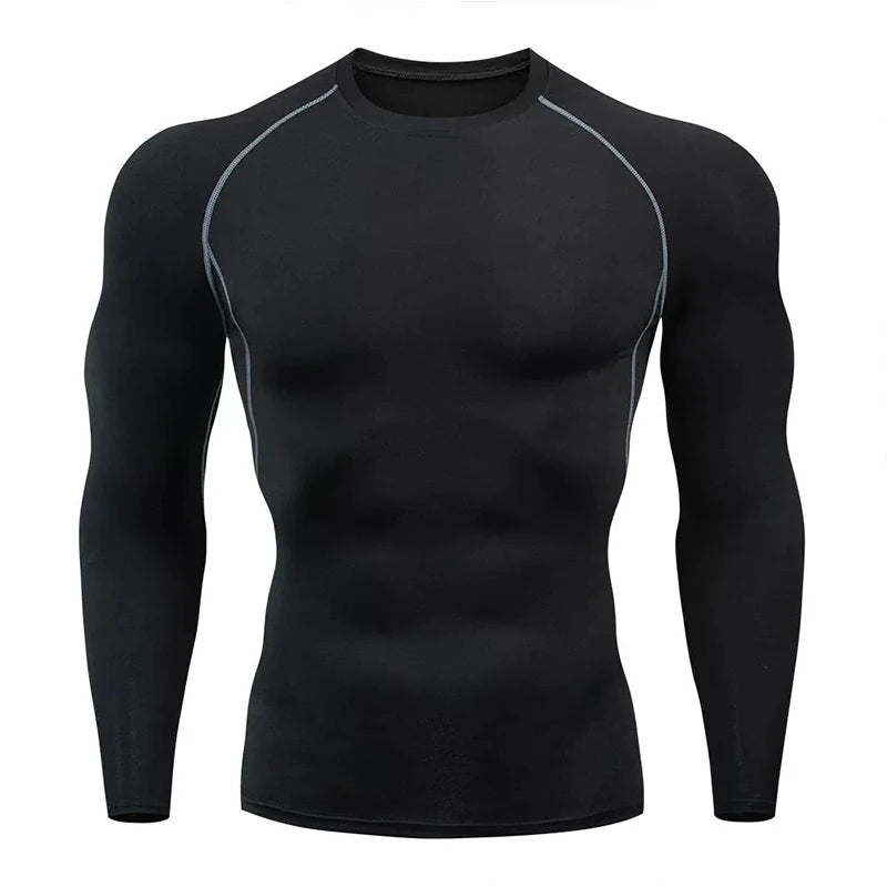 Kompressions-Laufshirt für Herren, schnell trocknend, langärmelig, Sportbekleidung für Herren, Fitness-T-Shirt, Training, Workout, Muskel-Top