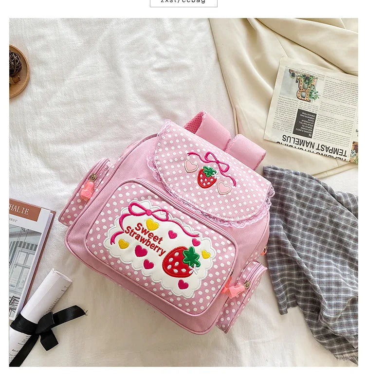 Strawberry Embroidered Backpack