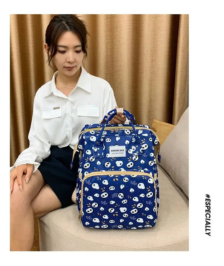 Mama Wickeltaschen Babybett Mutter Große Kapazität Windel Milchflasche Rucksäcke mit Wickelunterlage Praktische Baby-Stilltaschen Geschenk
