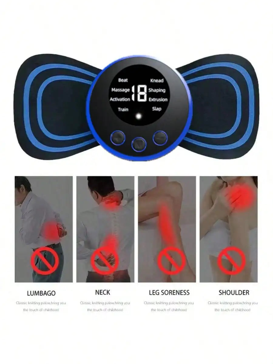 2026 Elektrisches EMS-Nackenmassagegerät, Mini-Hals-Rückenpflaster, Stimulator, Massageador-Matte, tragbare Gel-Pad-Aufkleber, schlank, wiederaufladbar
