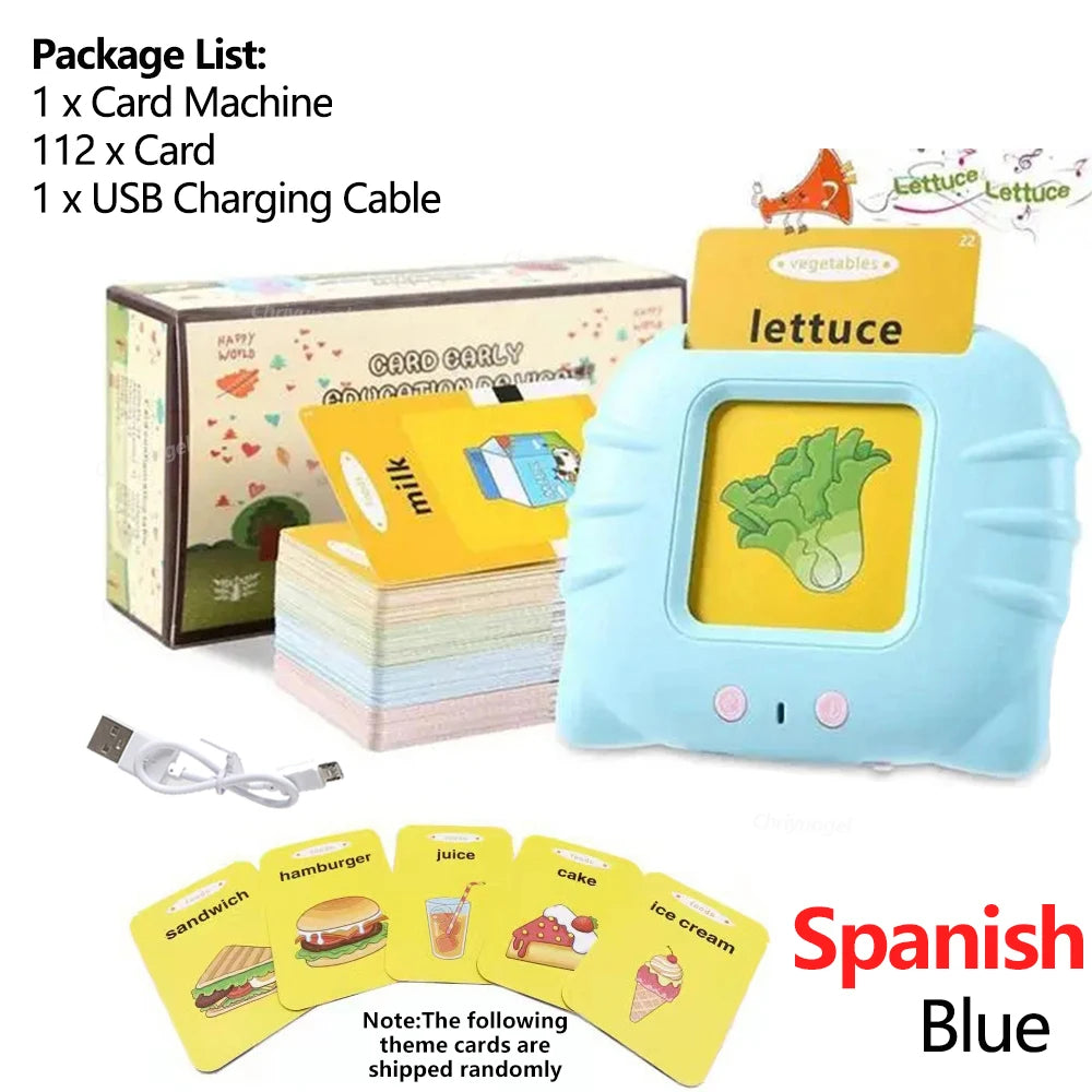Lernkarte für die frühe Bildung, Lernspielzeug, sprechende Lernkarten für Kinder im Vorschulalter, Englisch, elektronisches Hörbuch, Maschine, Geschenk