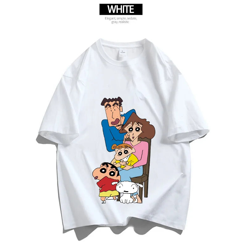 Crayon Shin-chan Dad Mom T-Shirt Kids Tops Adults Boy Girl Summer Parent-Child Clothes T-Shirt Family Partner Look Anime Gift