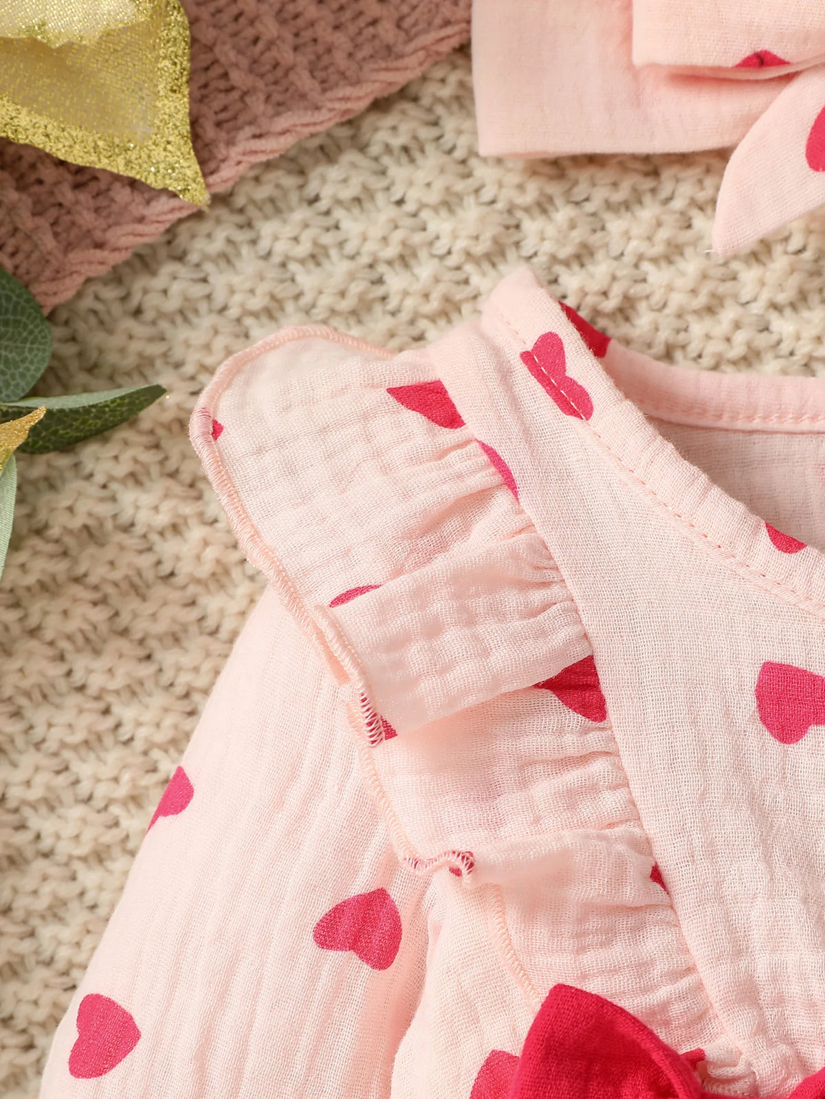 Baby-Mädchen-Overall für alle Jahreszeiten, langärmelig, mit Blumenmuster und Schleife, täglicher Overall für Neugeborene, 6 Monate Kleidung + Stirnband