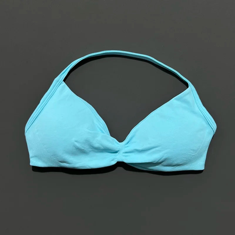 Sport-BH mit Trägern, Yoga-Unterwäsche, Damen-Gymnastik-Top, Lauftraining, rückenfreier BH, hohe Unterstützung, aktive Kleidung, Fitness, Workout, Neckholder