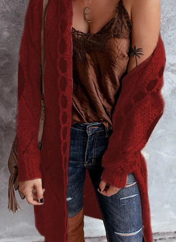 Neue Oberbekleidung Herbst Damen Kleidung Strickjacke Herbst Winter Strickjacke Pullover Frauen Lange Ärmeln Medium Länge Gestrickte Jacke