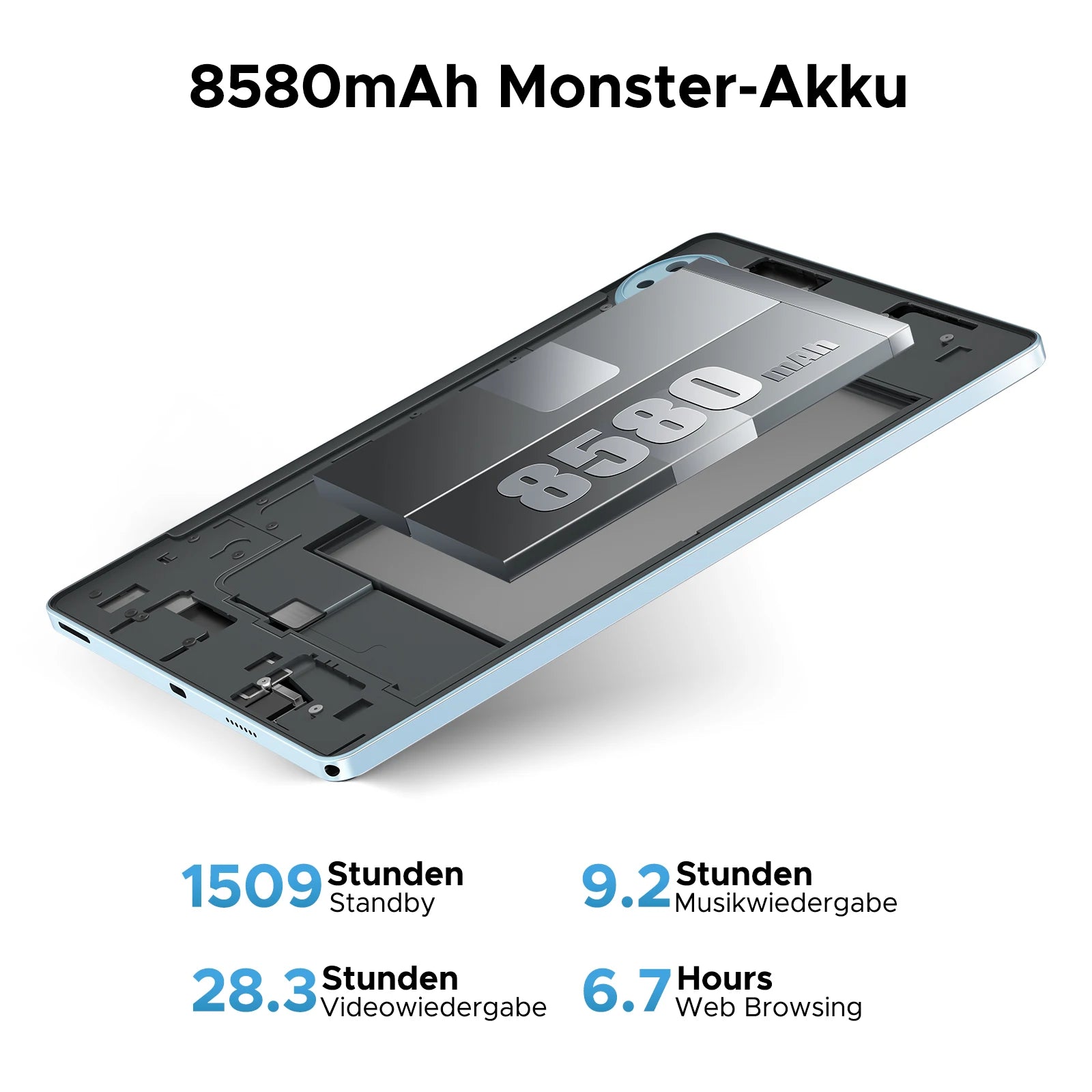 DOOGEE U11 Tablet 11" Ultra-klares 90-Hz-Display 16 GB 128 GB 8580 mAh Akku Unisoc T7200 Dual-Lautsprecher Widevine L1 Android 16