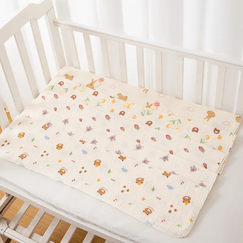 80*80 cm Decke Doppellagige Musselin Baby-Puckdecke Cartoon-Druck Weiche Neugeborenen Baumwolle Pucktuch Kinderwagen