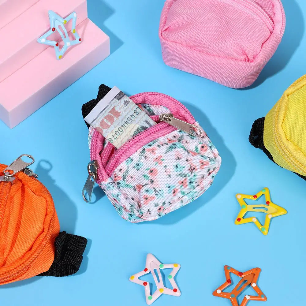 Puppen rucksäcke Puppe Minit aschen Mini Reiß verschluss Rucksack Puppen rucksack niedliche Schult aschen Puppen zubehör Spielzeug zubehör für Puppenspiel