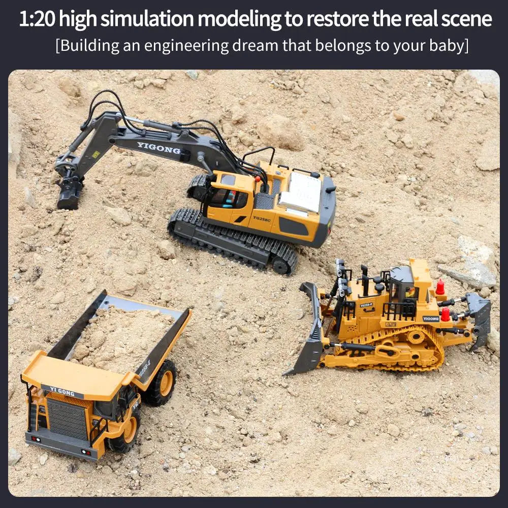 Teeggi 1:20 RC Bagger Auto Kinder Spielzeug 2,4G Fernbedienung Muldenkipper Auto Bulldozer Spielzeug Radio Elektroauto für Kinder Geschenk