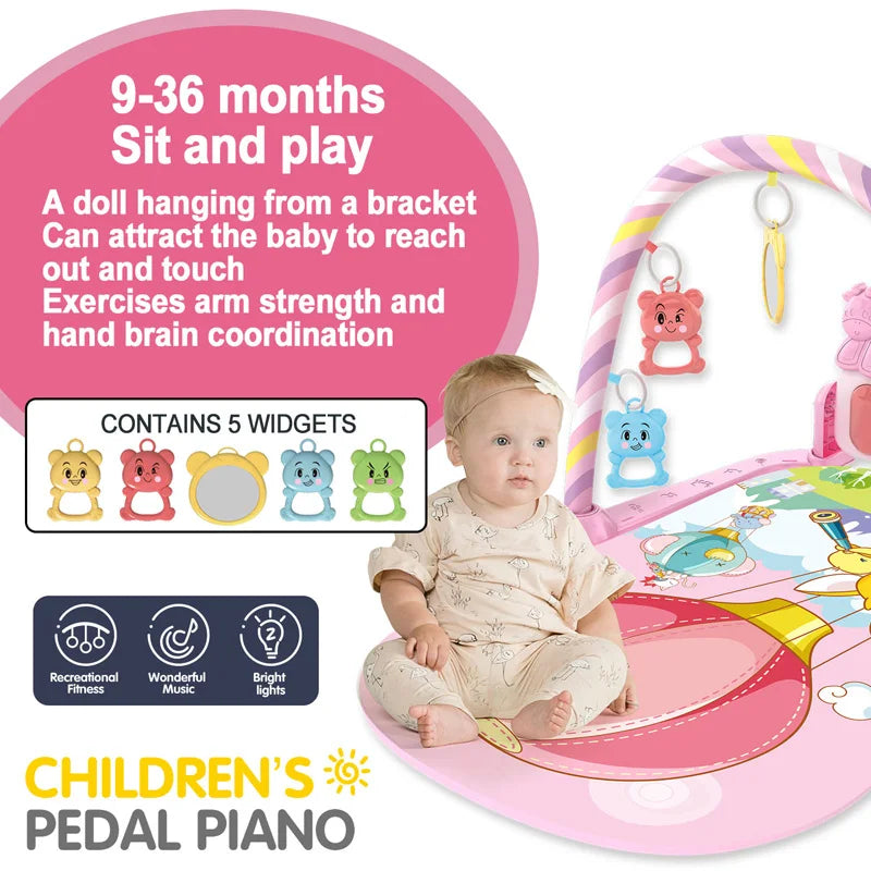 Baby Fitness Stand Music Play Gym Activity Toy Newborn Piano Crawling Blanket Pedal Play Pad Early Education 0-36 Months Gifts