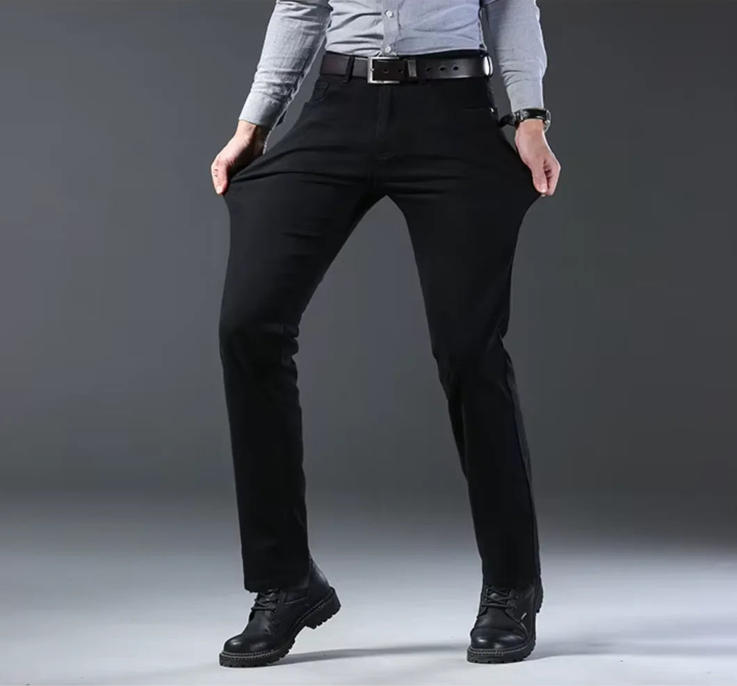 2026 Neue Business-Herrenjeans Lässige Gerade Stretch-Jeans Modische Klassische Blaue Schwarze Arbeits-Denim-Hose Herrenbekleidung