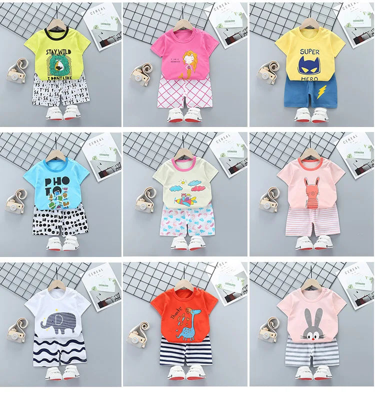 2PCS kinder Sets mutter Kinder Kleidung Jungen Mädchen T-shirt Shorts Sommer Baumwolle kurzarm Baby Kinder Kleidung Kleinkind anzug