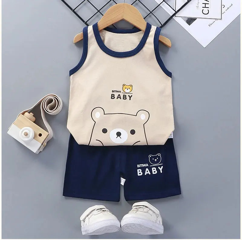 Kinder setzt Kinder kleidung Jungen Mädchen Weste Anzug Sommer Kinder kleidung Baby Baumwolle T-Shirts Shorts Tank Top ärmel los