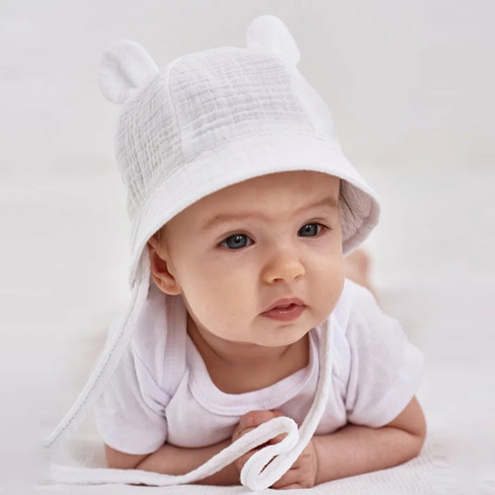 Musselin Baby Sommer Hut Neugeborenen Kappe Baumwolle Baby Sonnenhüte für Mädchen Jungen Säugling Eimer Hut für Kleinkind Zubehör 3-12M