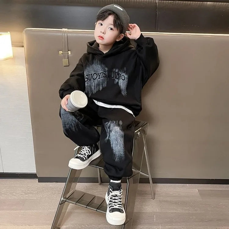 Hoodies Set Koreanische Kinder Kleidung Kinder 4 7 Jahre Kleidung Kinder Von 8 12 Top Bottom Jungen junge Herbst Winter Kind