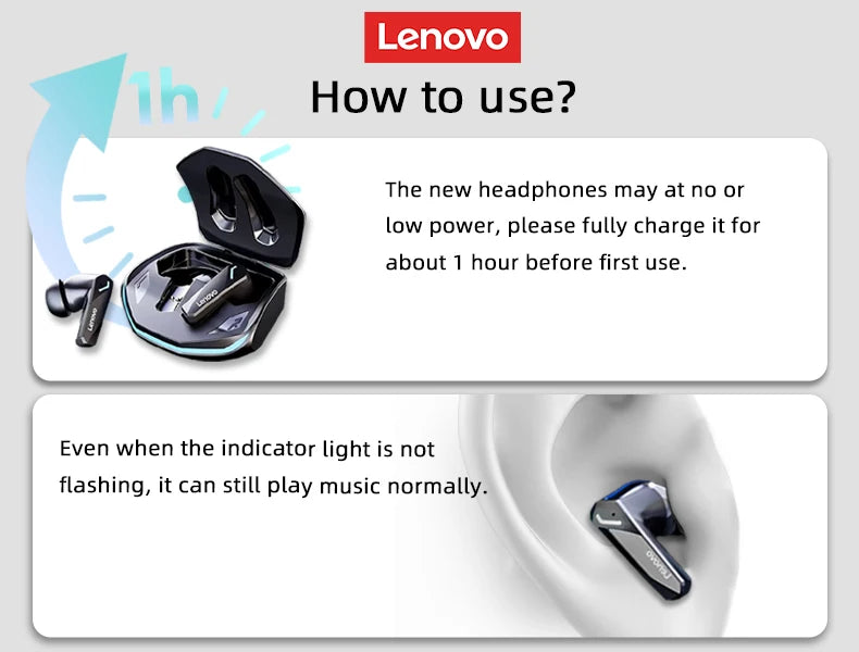 Lenovo GM2 Pro TWS Wireless HIFI Stereo Headset Kopfhörer mit geringer Latenz Gaming Musik Dual Mode Ohrhörer Musik Sport Headset