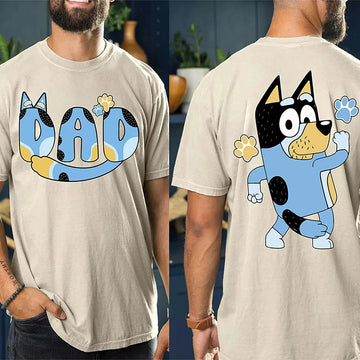 Bluey Day Kurzarm-T-Shirt, lockeres Sportshirt, Bluey Rundhals-Oberteil, bequemes Streetwear-Oberteil für Herren, passendes Familien-T-Shirt, Kleidung ﻿