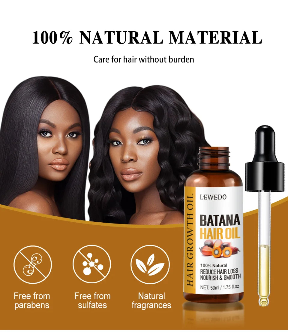 Lewedo Naturals Batana-Öl, schnelles Haarwachstum für Männer und Frauen, reines Batana-Öl, nährt glänzendes Haar, gesunde Haarpflege, Anti-Haarausfall