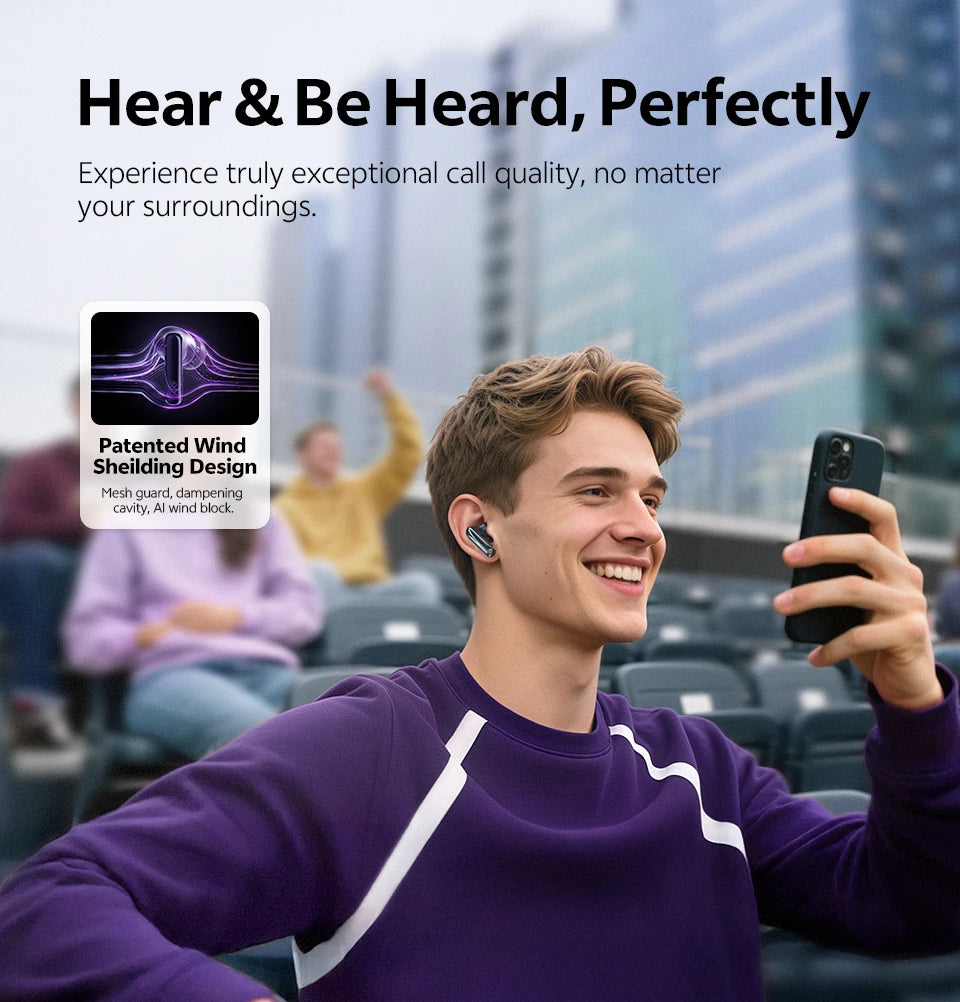 QCY MeloBuds N70 Adaptive ANC Wireless Earbuds Bluetooth 6.0 LDAC Hi-Res Audio 6 Mikrofone Wireless Charging Kopfhörer 50 Stunden IPX5