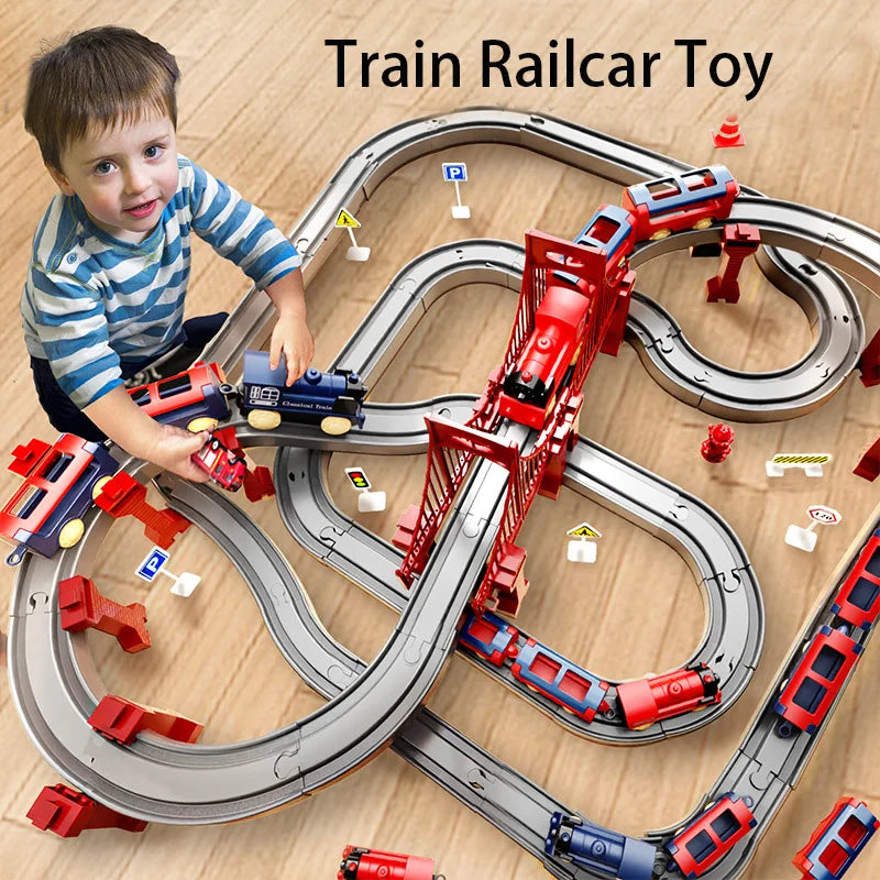 44 Teile/satz Elektrische Zug Track Sets Montage Schiene Zug Auto Spielzeug Junge Pädagogisches Simulation Modell Weihnachten Geburtstag Geschenk