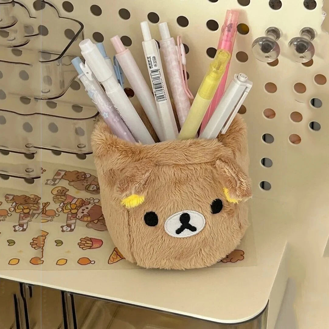Plüsch Bleistift Halter Kosmetik Stift Container Kawaii Schreibtisch Zubehör Büro Organizer Kind Schreibwaren Lagerung Box Geschenk