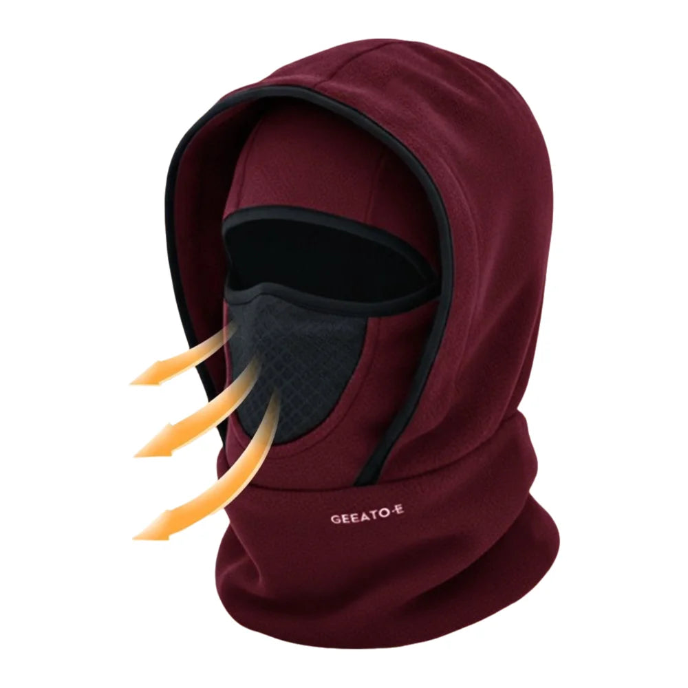 Wasserdichte Polar-Fleece-Sturmhaube, Thermo-Mütze zum Radfahren, Skifahren, mit Kapuze, Nackenwärmer für kaltes Wetter, Gesichts- und Nackenwärmer, Beanie-Mütze