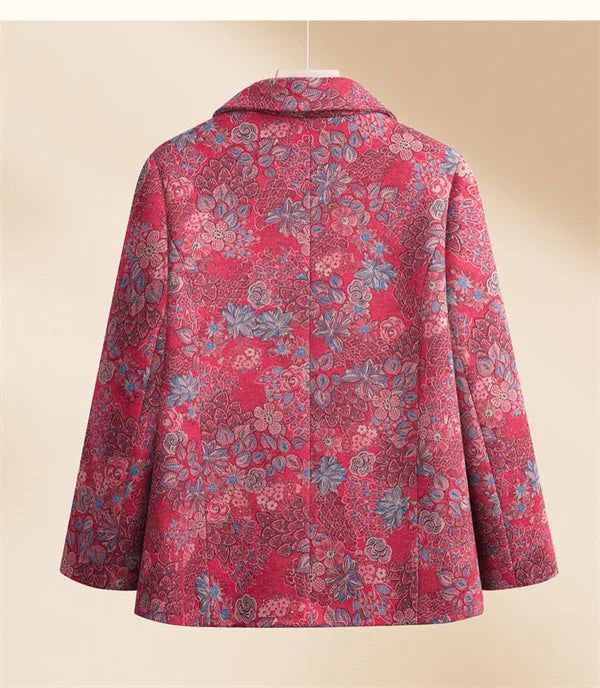 Frauen Winter mäntel neu bedruckte Vintage Oma Woll jacke Frühling Herbst draußen tragen Woll mantel mittleren Alters Mutter Kleidung