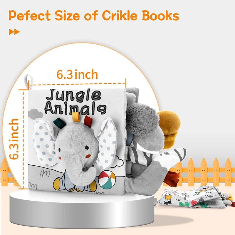 Weiche Babybücher, 3D-Touch-Feeling, kontrastreiches Stoffbuch, sensorisches frühes Lernen, Kinderwagenspielzeug für Kleinkinder, Geschenke von 0–12 Monaten