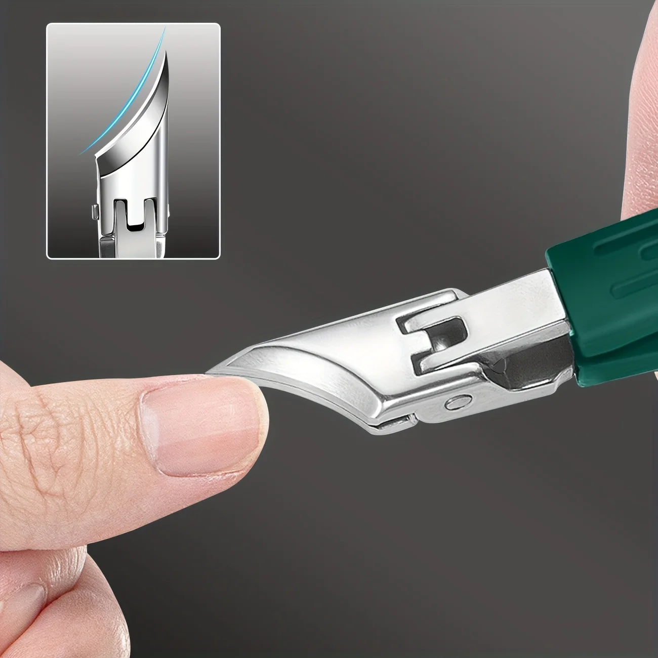 Robuster Edelstahl-Nagelknipser für eingewachsene Nägel mit Sicherheits-Softgriff, ultrascharfer 25-Grad-Winkelklinge, spritzwassergeschützt, für Senioren geeignet