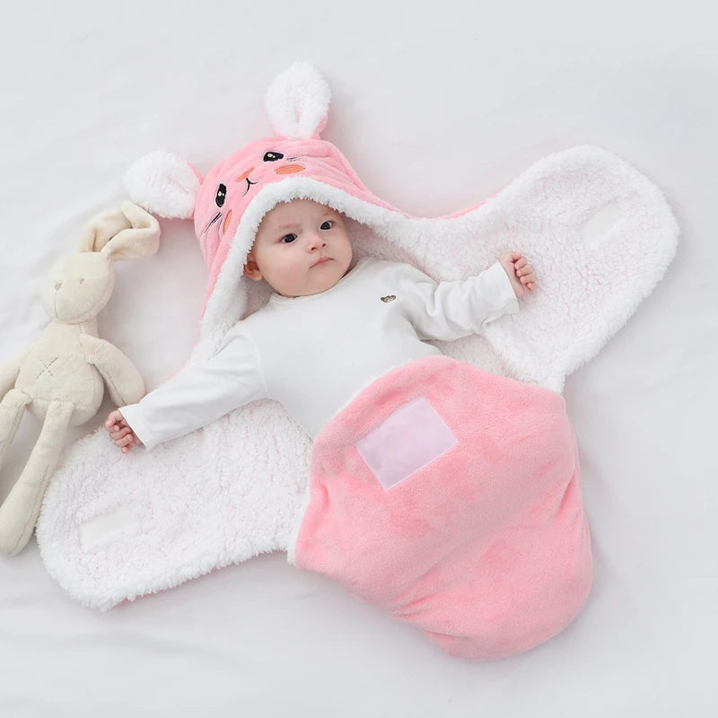 Weiche Baby-Schlafsäcke, warm, für Herbst und Winter, Wickeldecken für Neugeborene, CartoonCocoon für Babys, Flanell-Baby-Schlafsack, 0–9 Monate