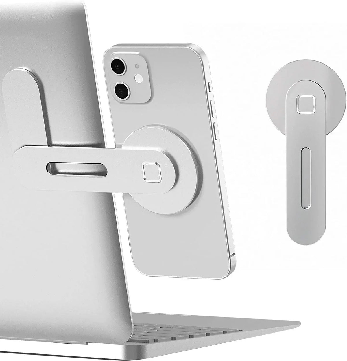 2026 Magnetischer Laptop-Handyhalter für Computermonitor-Seitenfläche, Schlank & Faltbar, für iPhone 14 13 12 Serie und Alle Smartphones