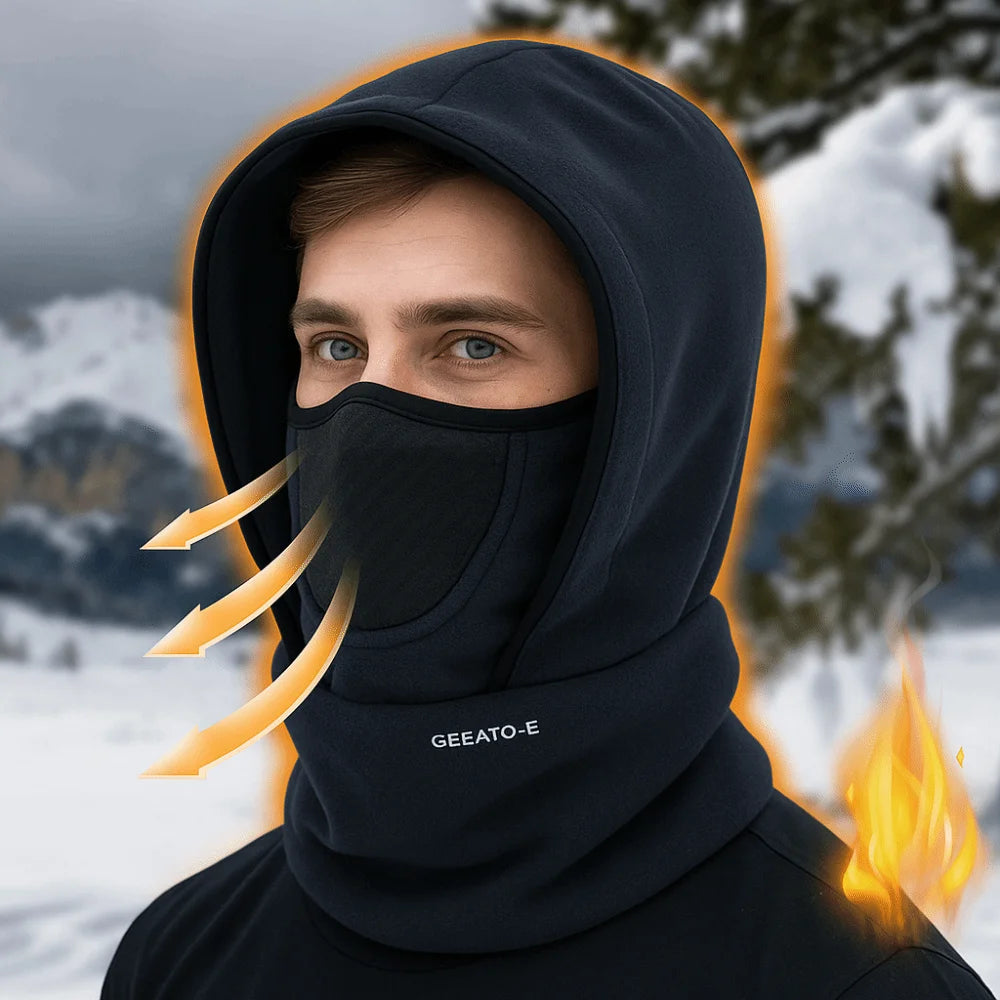 Wasserdichte Polar-Fleece-Sturmhaube, Thermo-Mütze zum Radfahren, Skifahren, mit Kapuze, Nackenwärmer für kaltes Wetter, Gesichts- und Nackenwärmer, Beanie-Mütze