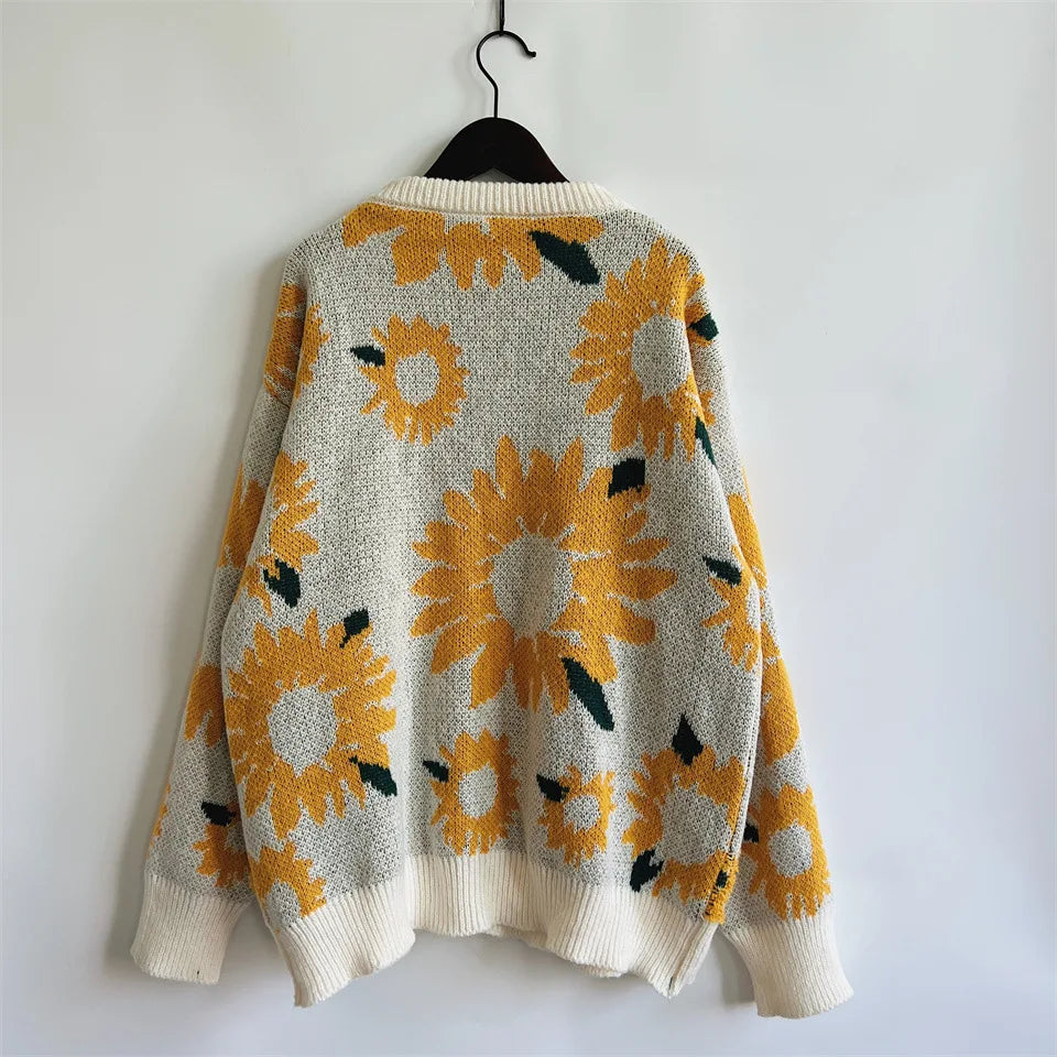 Damen Herbst Pullover Damen Mode Rundhalspullover mit Blumendruck, vielseitig einsetzbar für Herbst und Winter Herbst Pullover Damen