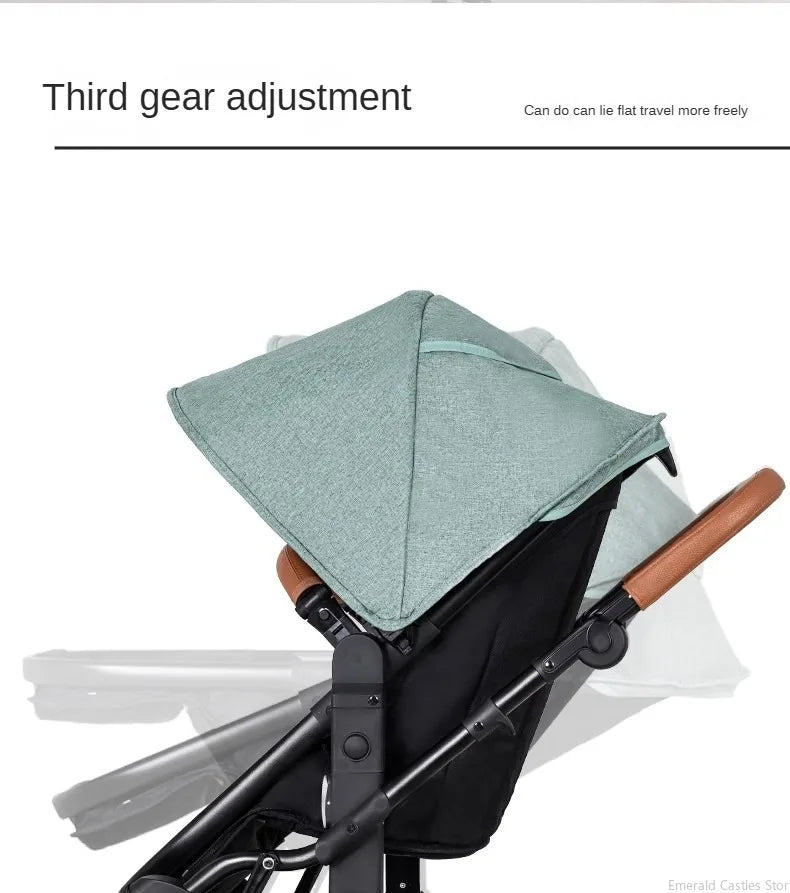 3-in-1-Zwillings-Kinderwagen mit Autositz für zwei Kinder, faltbar, stoßdämpfender Kinderwagen mit hoher Landschaft