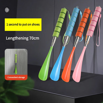 Extendable Long Shoe Horns, 30 cm–71 cm, Metal Shoe Horn, for Pregnant Women, Elderly, No Bending Over Shoe Spoon, 1 Piece