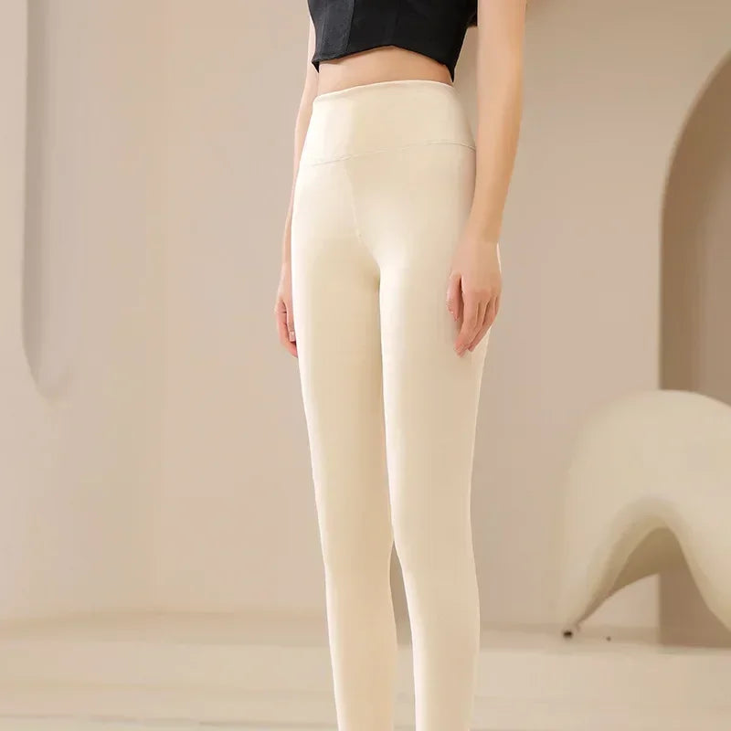 Thermo-Winterstrumpfhose für Damen, mit Fleece gefüttert, durchsichtige Samtstrumpfhose, dicke warme Leggings mit Plüsch-Innenschicht