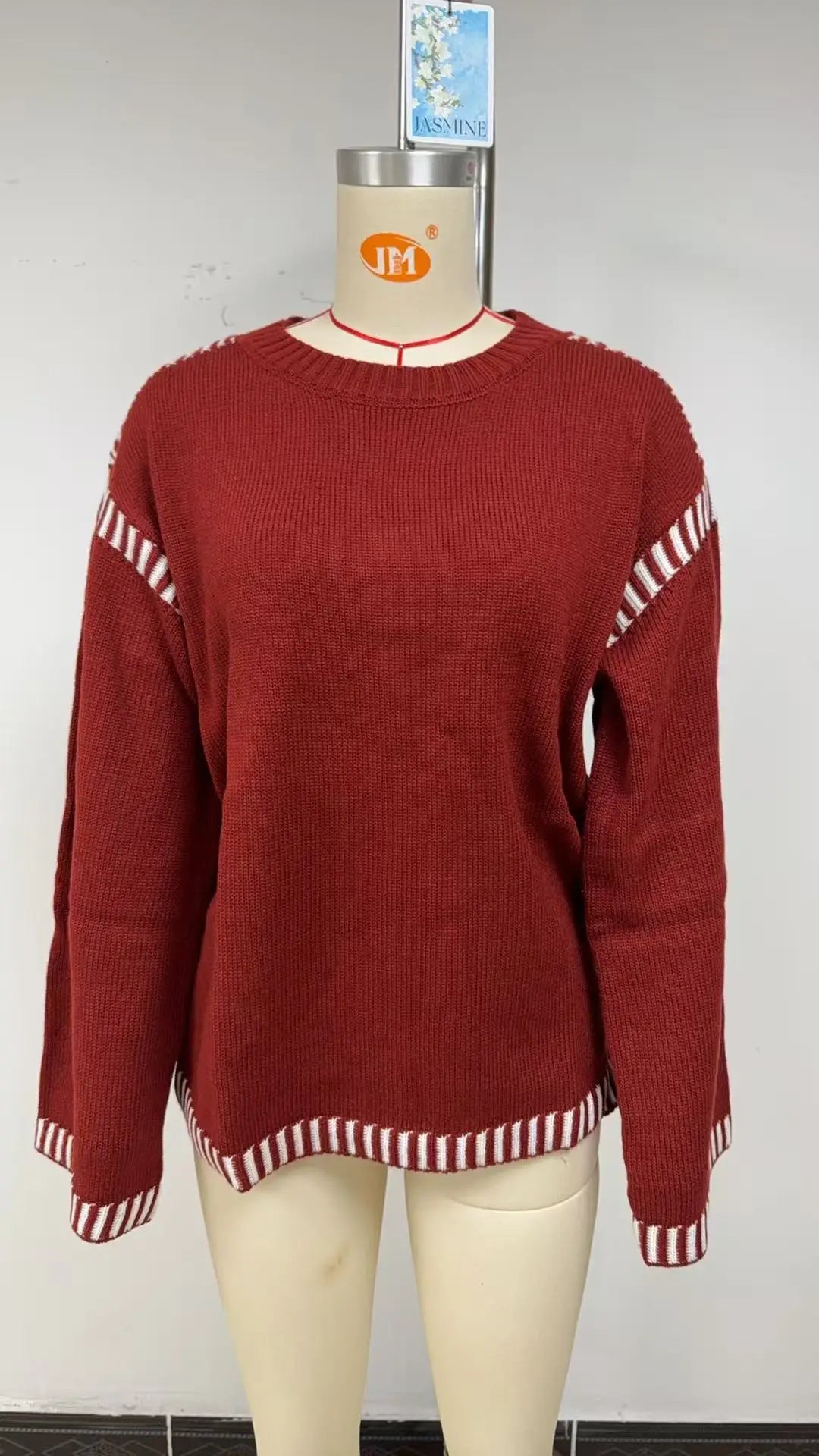 Strickwaren Damen Kleidung Sueter Roupas Femininas Damen Winter Strickpullover Rundhalsausschnitt Lose Lange Ärmel Herbst Mode 2025