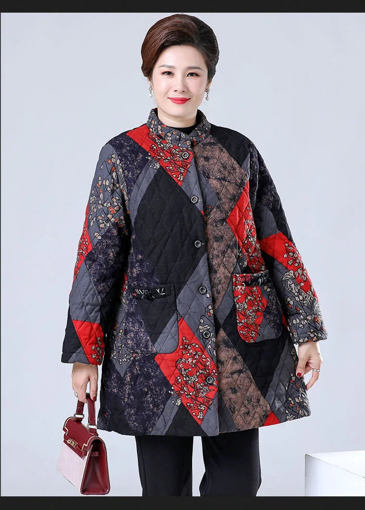 Lose Damen Herbst Winter Baumwollmantel mittleren Alters ältere Mutter dicke warme Jacke Oma Parkas 100 kg tragen 2XL-9XL