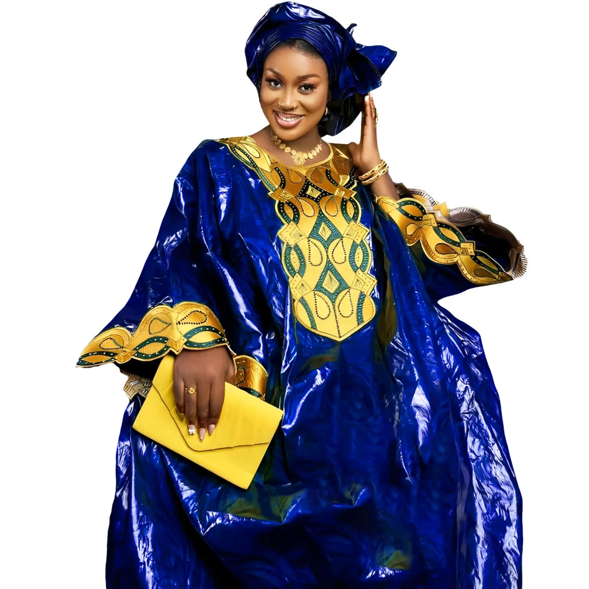 Afrikanische Kleider für Frauen, Bazin Riche, Stickerei-Design, langes Kleid