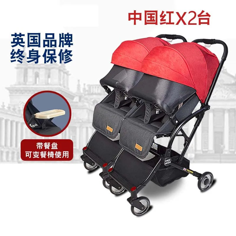 Kinderwagen für Neugeborene, leicht, faltbar, abnehmbar, sitzend und liegend, High-View-Baby-Doppelkinderwagen