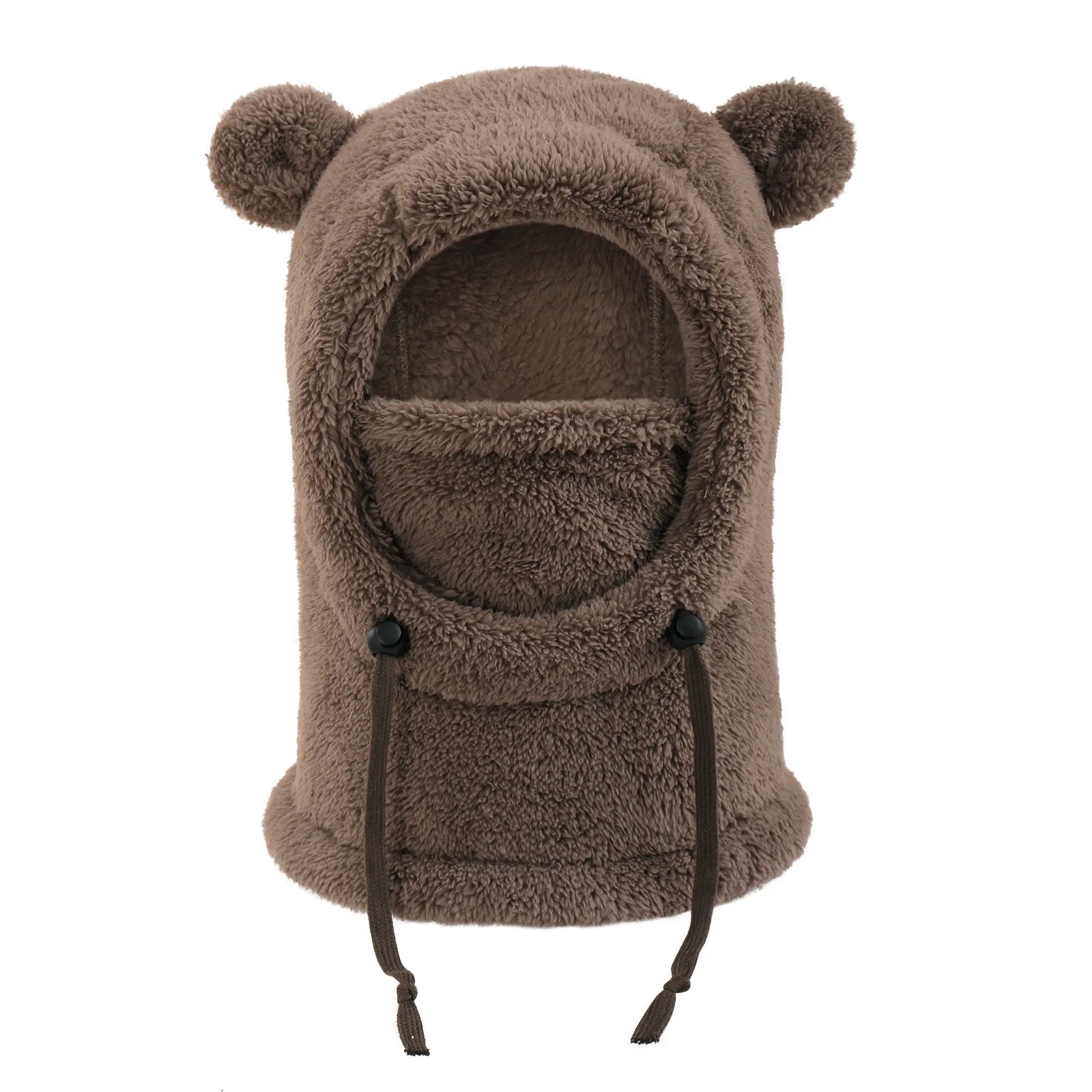 Bärenohren Kapuze Herren und Damen Herbst Winter Polyesterfaser Halstuch und Maske Integrierte Mütze Kinder warme kalte Hüte