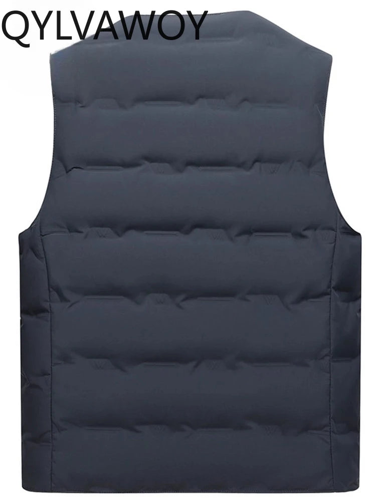 QYLVAWOY Herren Mittleren Alters Ältere Papas Herbst Winter Daunenweste Opa Gilet Dünner Stil Ärmellose Jacke LJ2105