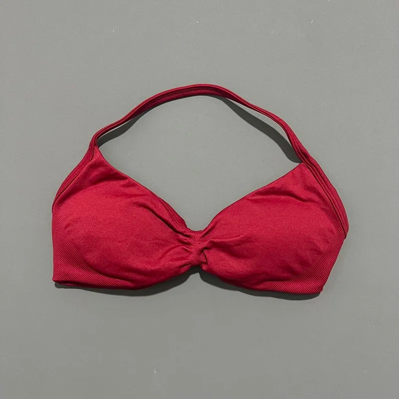 Sport-BH mit Trägern, Yoga-Unterwäsche, Damen-Gymnastik-Top, Lauftraining, rückenfreier BH, hohe Unterstützung, aktive Kleidung, Fitness, Workout, Neckholder