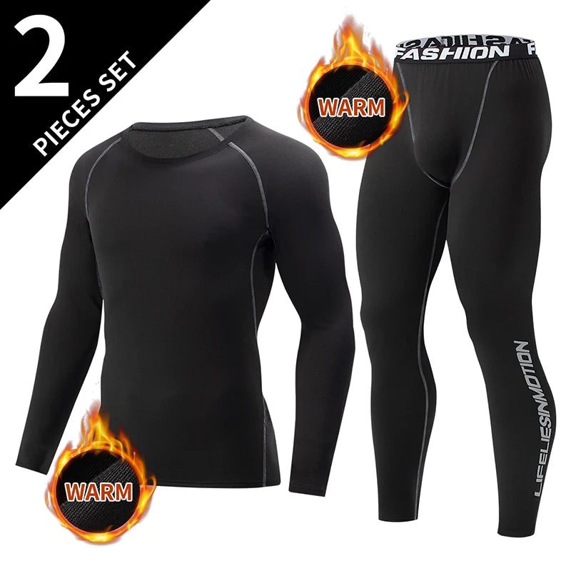 2/4-teiliges Herren-Unterwäscheset für Herbst/Winter, Schwarz, Langarm, für Jugendliche, Fitness, Laufen, Sportshirt, Lässige Stretchhose