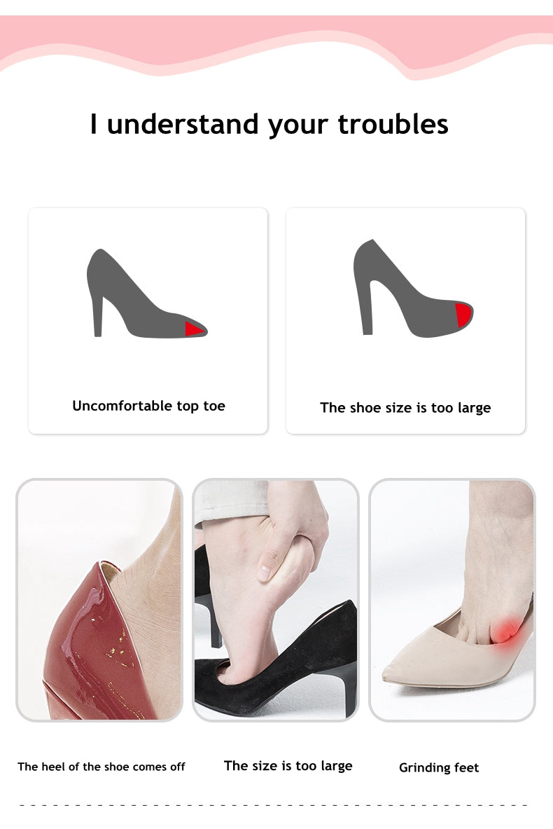 Zehenstopfen, weiche halbe Einlegesohlen, wiederverwendbare Zehenschwamm-Füller-Einsätze für Schuhe, verstellbare, zu große Fußstützen-Pads, Unisex-Schuheinlagen