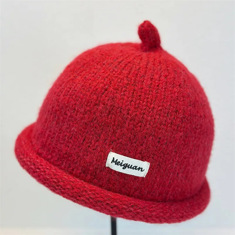 2025, Damen-Wintermütze mit umgedrehter Krempe, gestrickte Wollmütze, hält den Kopf warm, Strickmütze, minimalistischer Stil, Modeaccessoires