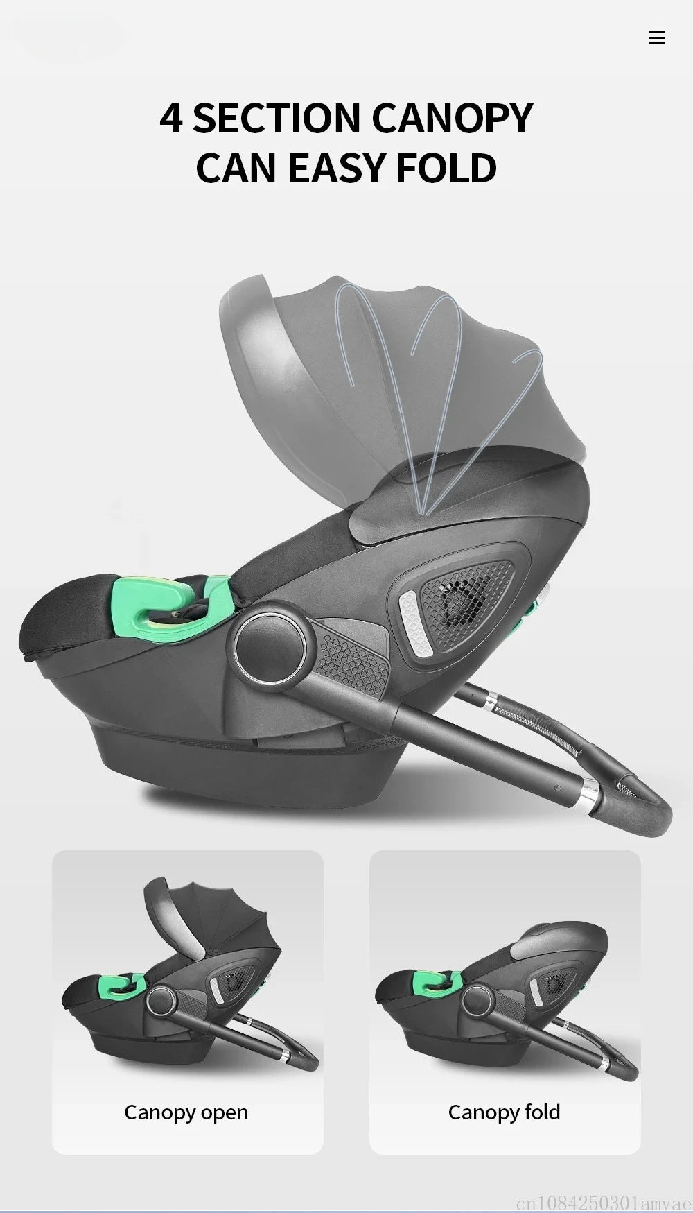 4-in-1 Kinderwagen, Luxuriöser Tragbarer Leichter Babywagen mit ISOFIX-Basis und Kindersitz für Neugeborene