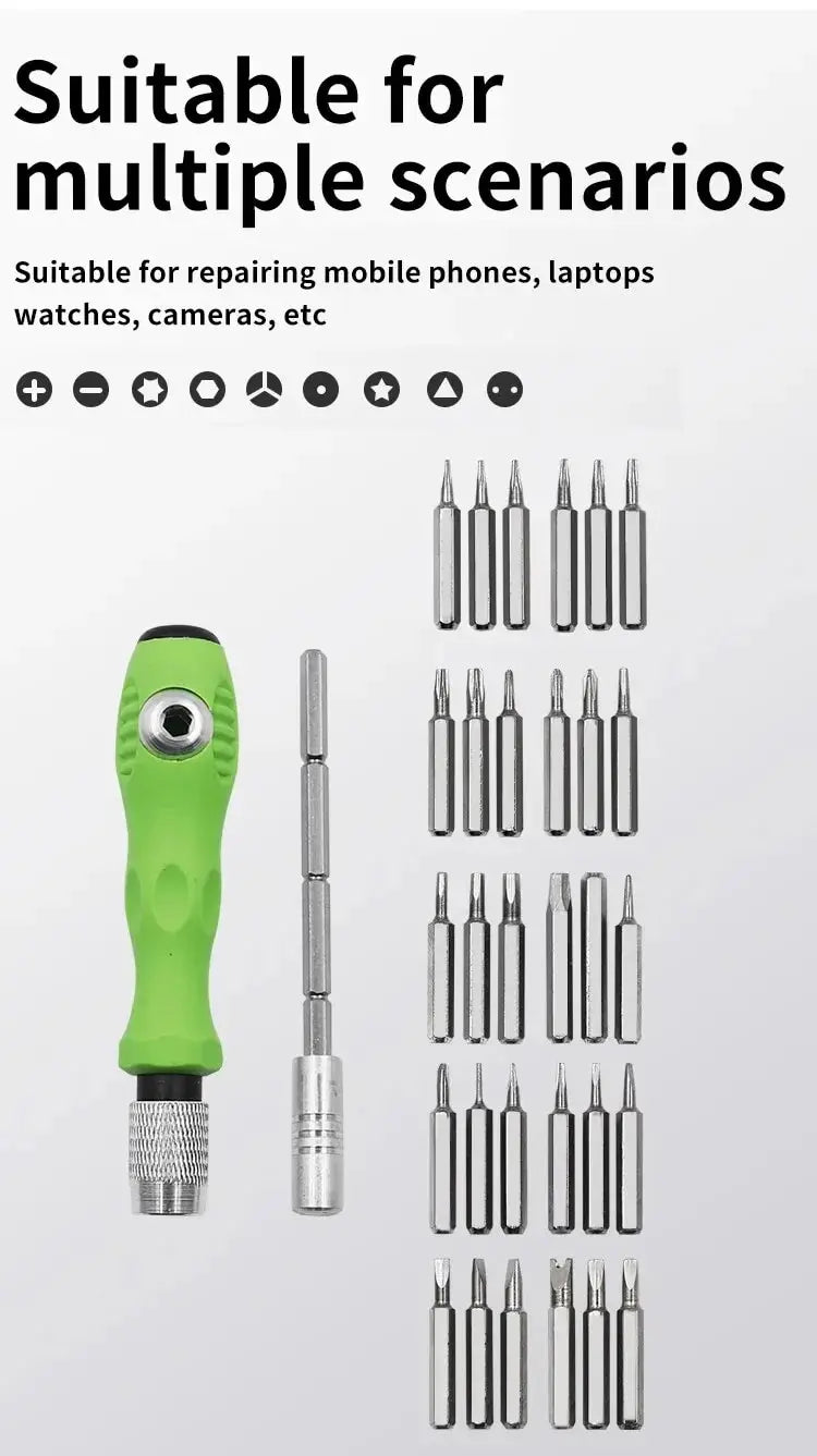 Mini 32-in-1 Präzisions-Schraubendreher-Set, magnetische Kreuzschlitz-Bits, multifunktionales Handreparatur-Werkzeug-Set für Telefon, Uhr, Brille, PC