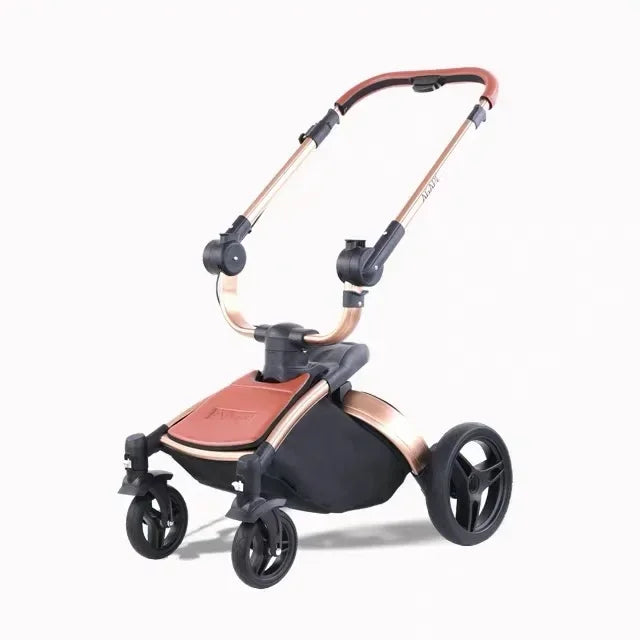 Kinderwagen 3in1 mit abnehmbarem Korb im Autositz. Hochformatige Eierschale aus PU-Leder, Babywagen, Luxuswagen für Babyautos