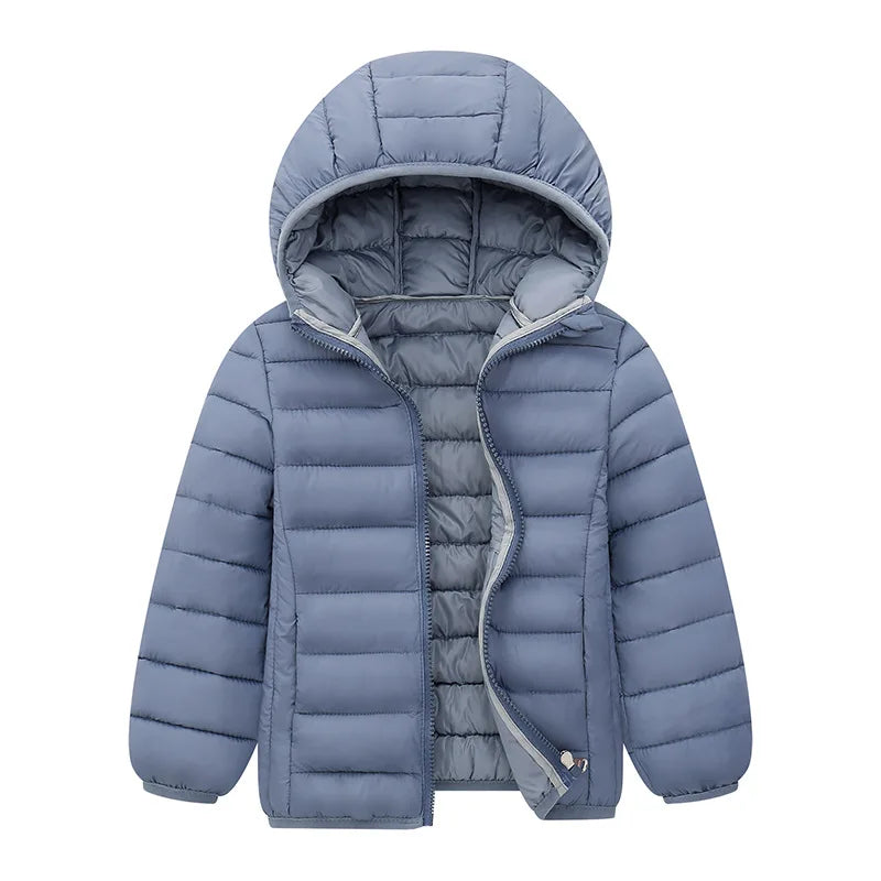 Kinder Junge Leichte Daunenjacke Herbst Winter Mäntel Kinder Mädchen Warme Kapuzenoberbekleidung Teen Lässige Baumwollkleidung 6-14 Jahre